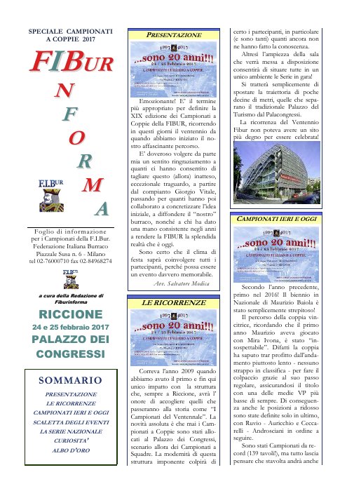 Copertina FIBUR Informa - Speciale Campionati 2017